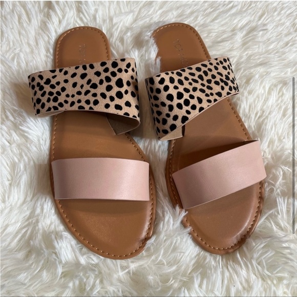 Top Moda Cheetah Print Slides Pink Tan Size 6, 6.5, 7, 8, 8.5, 9 - Picture 3 of 8